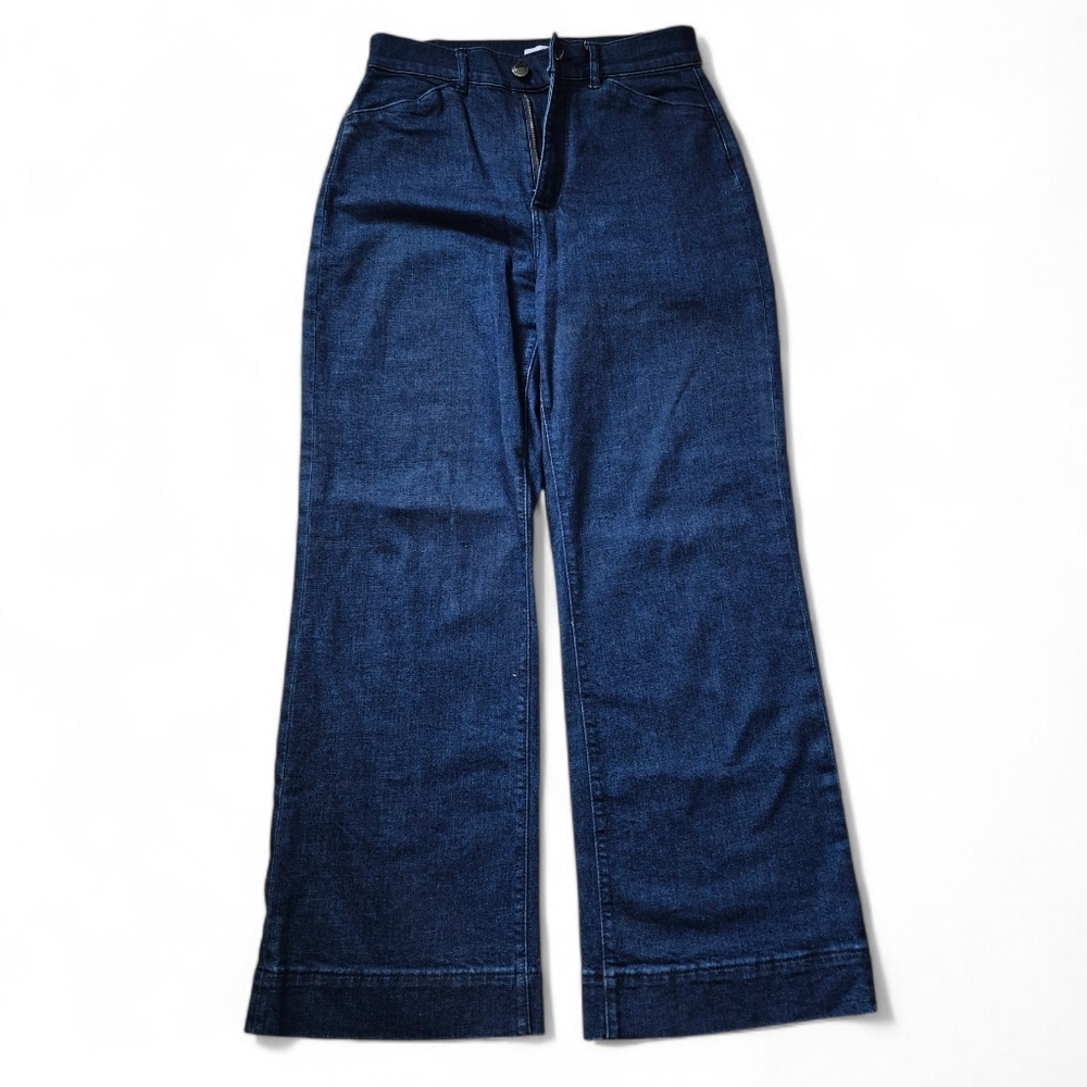 LOFT Dark Blue Wide Leg Trouser-style Jeans Size 4